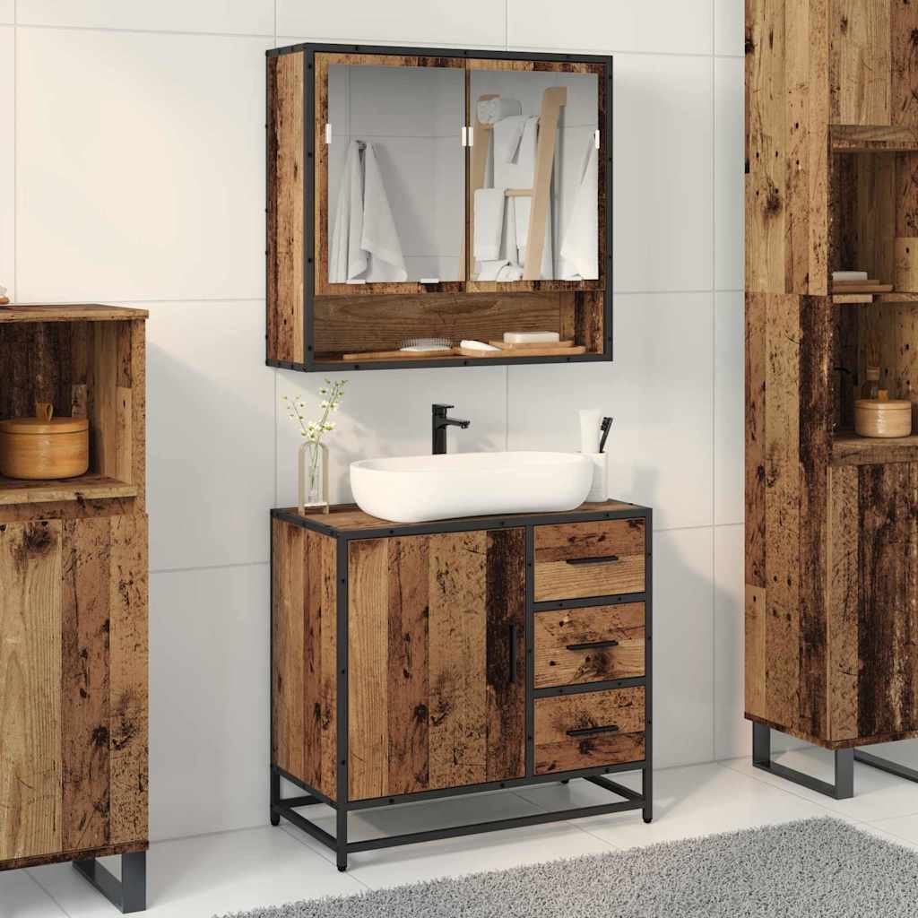 2 Piece Bathroom Furniture Set Engineered Wood