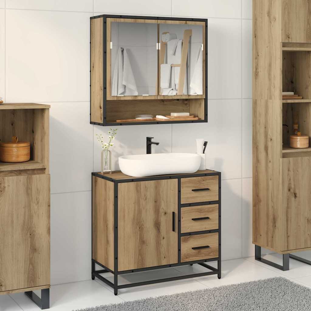 2 Piece Bathroom Furniture Set Engineered Wood