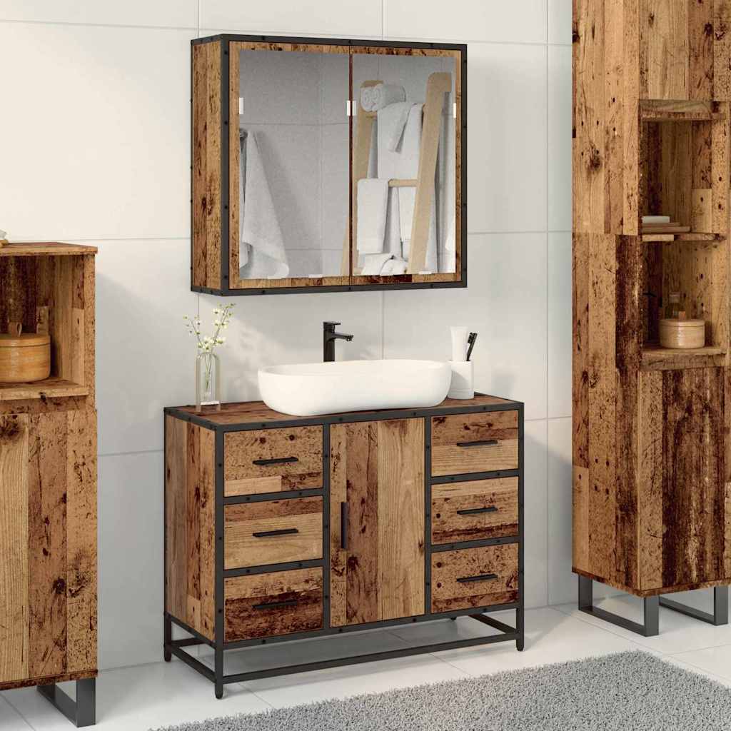 2 Piece Bathroom Furniture Set Engineered Wood
