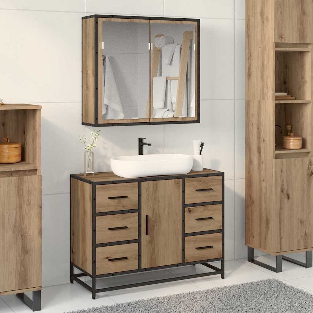 2 Piece Bathroom Furniture Set Engineered Wood