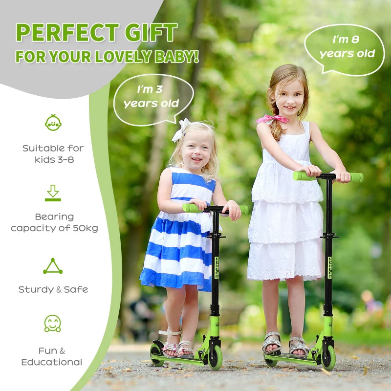 HOMCOM Kids Scooter Foldable Kick Scooter with Adjustable Height Brake for Boys and Girls