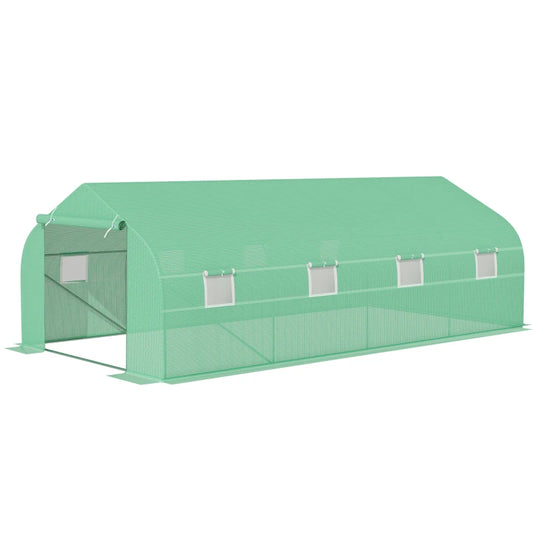 Outsunny Walk in Polytunnel Greenhouse with Windows and Door for Garden, Backyard (6 x 3M)