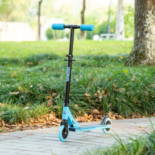HOMCOM Kids Scooter Foldable Kick Scooter with Adjustable Height Brake for Boys and Girls
