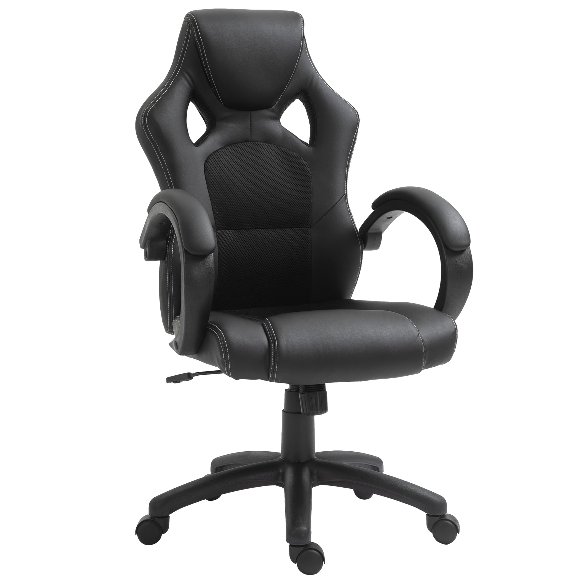 Vinsetto High-Back Gaming Chair with 360-degree Swivel & Wheels, Faux Leather Computer Racing Gamer Desk Chair for Home Office, Black