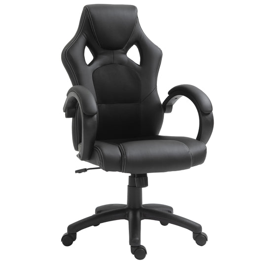 Vinsetto High-Back Gaming Chair with 360-degree Swivel & Wheels, Faux Leather Computer Racing Gamer Desk Chair for Home Office, Black