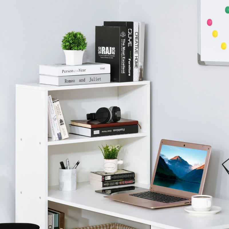 HOMCOM 120cm Modern Computer Desk Bookshelf Writing Table Workstation White 6 Shelves