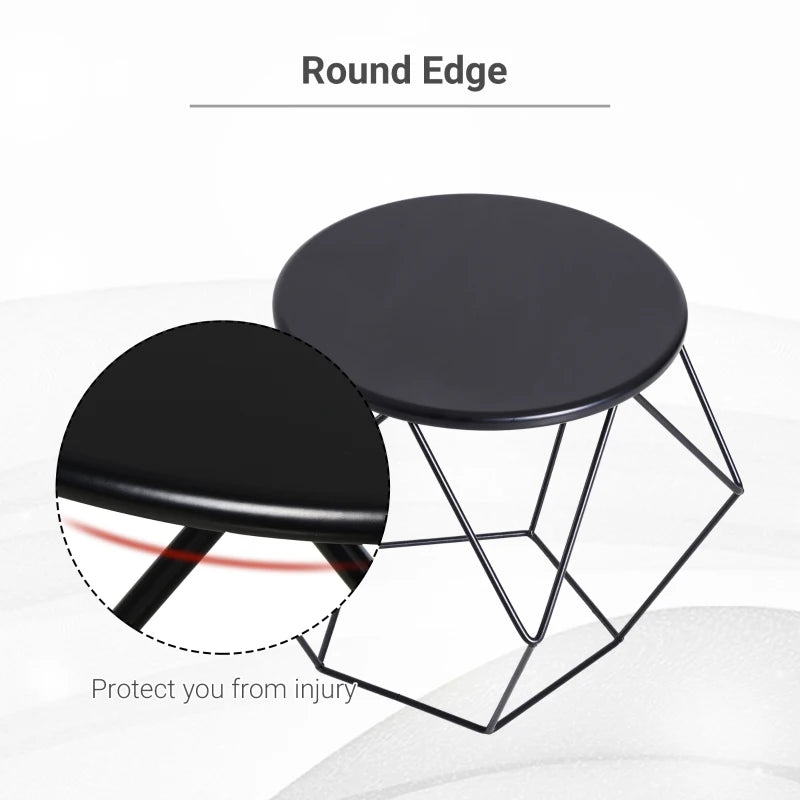 HOMCOM Black Round Coffee Table, Steel Minimalist Pentagon Shaped
