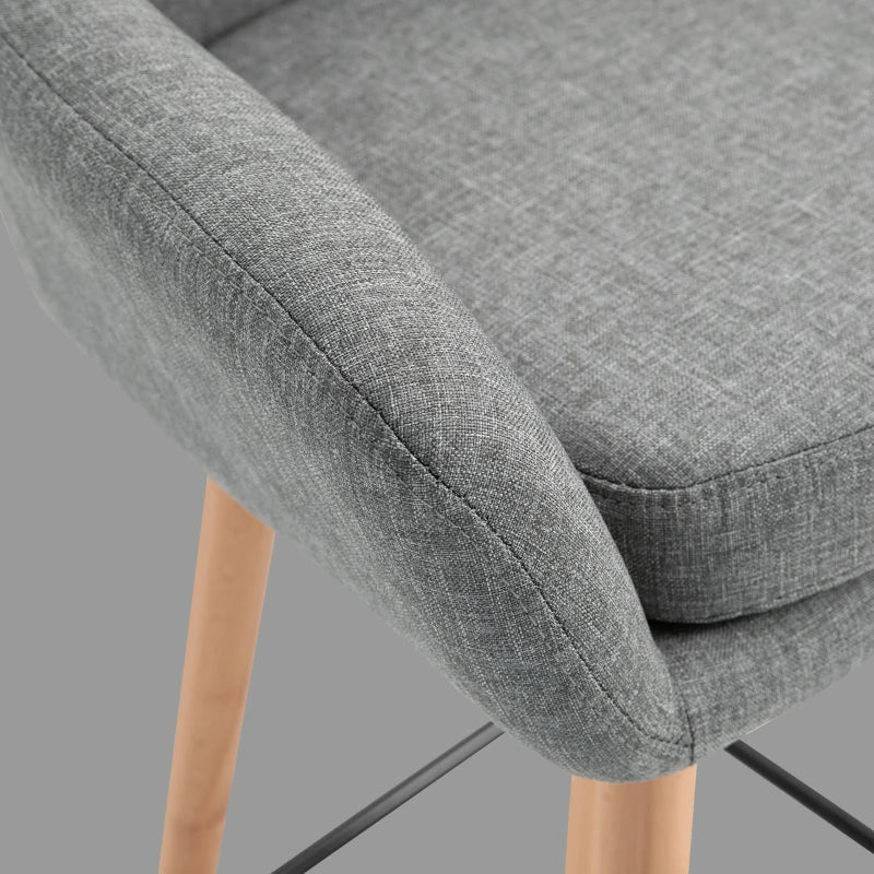 HOMCOM Linen Upholstered Set Of 2 Home Bar Stools Grey
