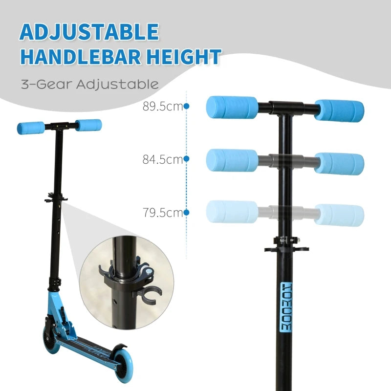HOMCOM Kids Scooter Foldable Kick Scooter with Adjustable Height Brake for Boys and Girls