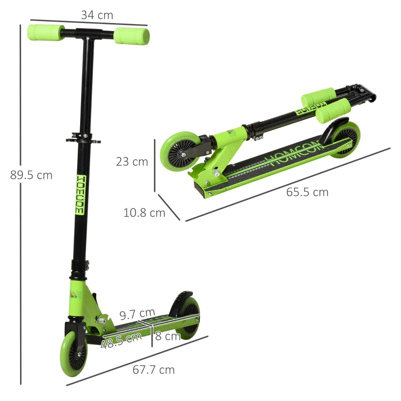 HOMCOM Kids Scooter Foldable Kick Scooter with Adjustable Height Brake for Boys and Girls