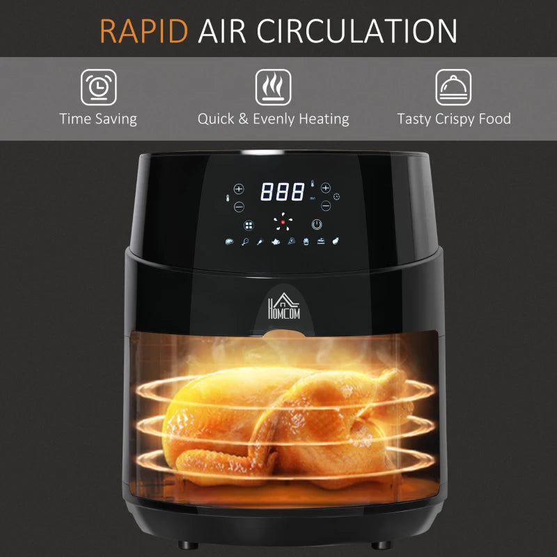 HOMCOM 1500W 4.5L Air Fryers, Air Fryers Oven with Digital Display, Rapid Air Circulation, Adjustable Temperature, Timer and Nonstick Basket, Black