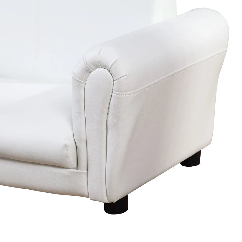HOMCOM Childrens Sofa Chair, 2 Seater Toddler Chair Kids Twin Sofa Boys Girls Couch w/ Footstool (White)
