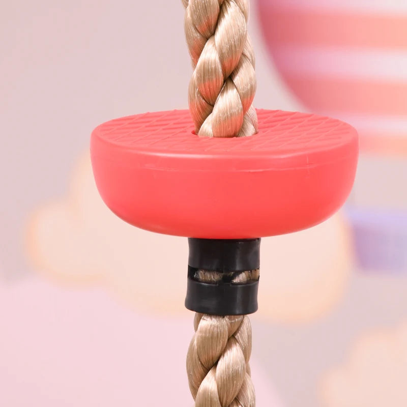 HOMCOM Kids Climbing Rope Tree Swing Disc Swing Seat Outdoor Playground Backyard Hanging Rope Playset for Ages 3-12