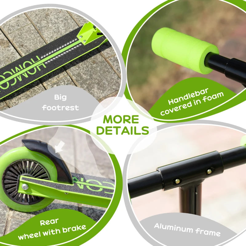 HOMCOM Kids Scooter Foldable Kick Scooter with Adjustable Height Brake for Boys and Girls
