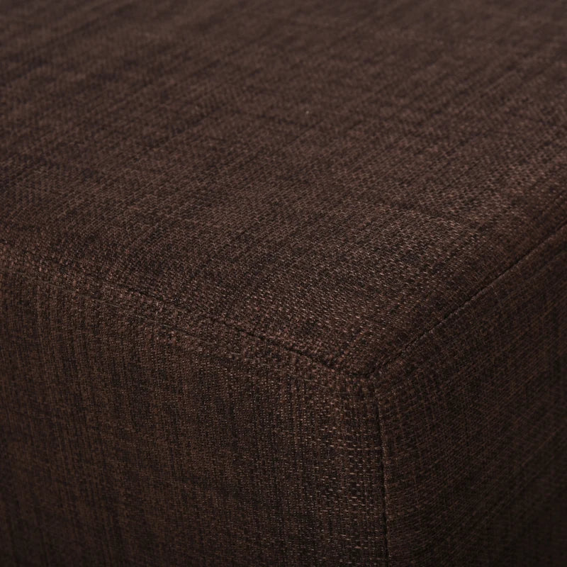 HOMCOM Linen Fabric Footstool Ottoman Cube w/ 4 Plastic Legs Dark Brown