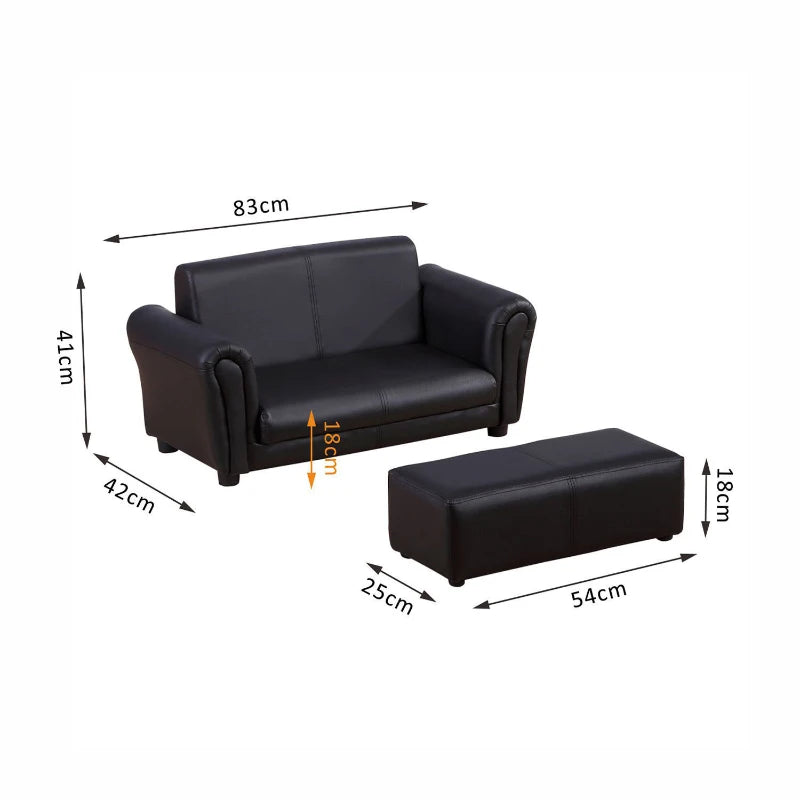 2 Seater Children Sofa, Black