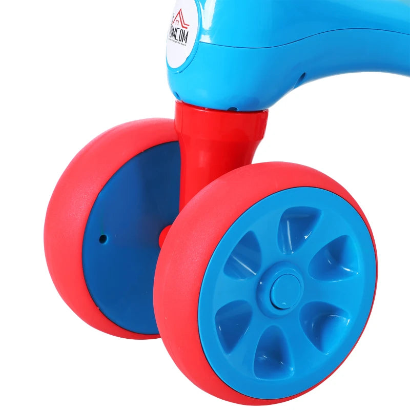 HOMCOM Baby Balance Bike Toddler for Aged 1.5-3 Years Training Walker Smooth Rubber Wheels Ride on Toy Storage Bin Blue Red