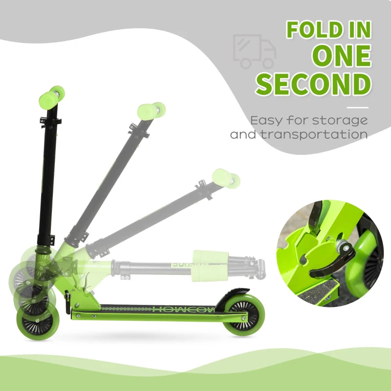 HOMCOM Kids Scooter Foldable Kick Scooter with Adjustable Height Brake for Boys and Girls