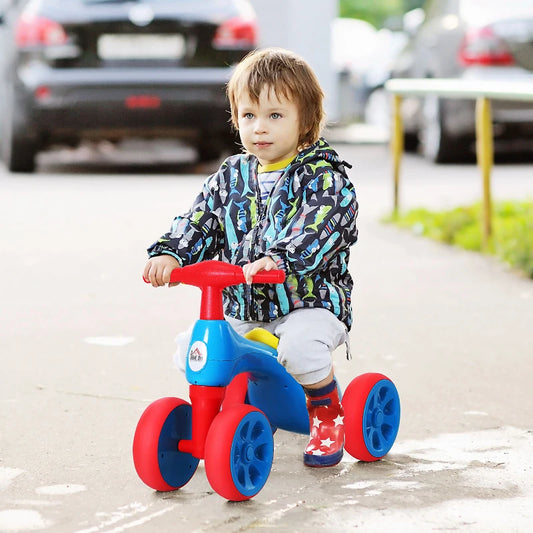 HOMCOM Baby Balance Bike Toddler for Aged 1.5-3 Years Training Walker Smooth Rubber Wheels Ride on Toy Storage Bin Blue Red