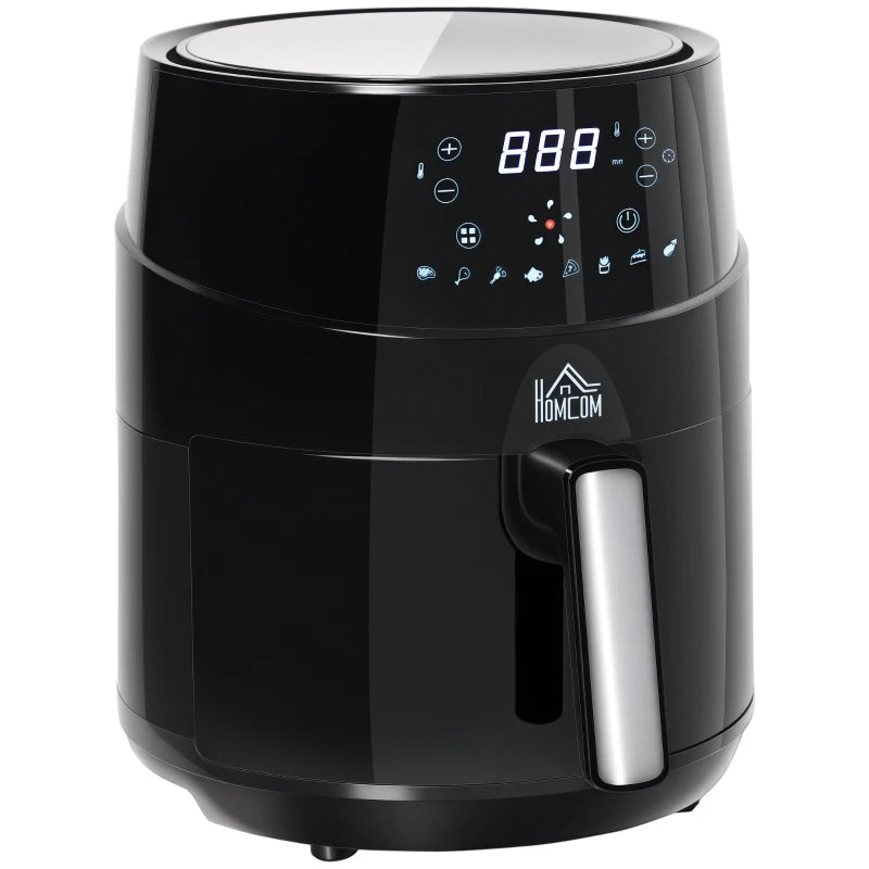 HOMCOM 1500W 4.5L Air Fryers, Air Fryers Oven with Digital Display, Rapid Air Circulation, Adjustable Temperature, Timer and Nonstick Basket, Black