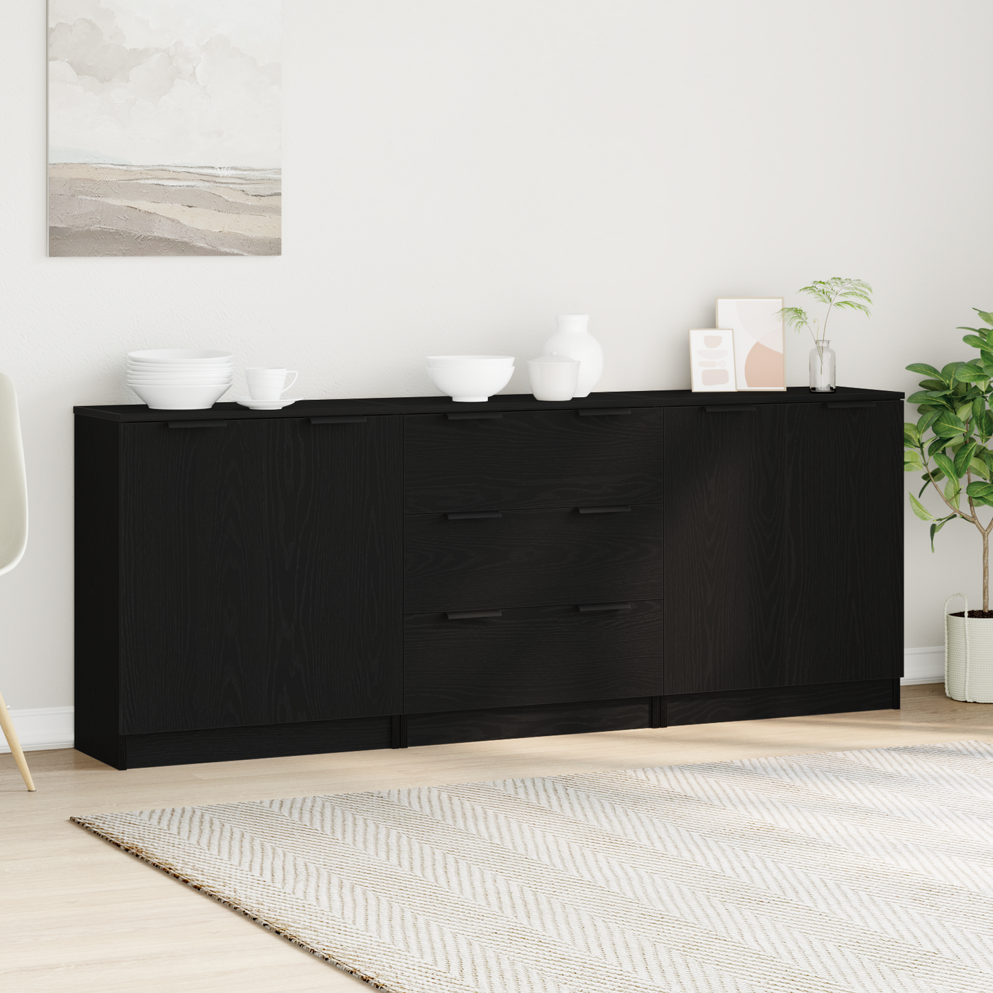 Sideboards 3 Pcs 60X30X70 Cm Engineered Wood
