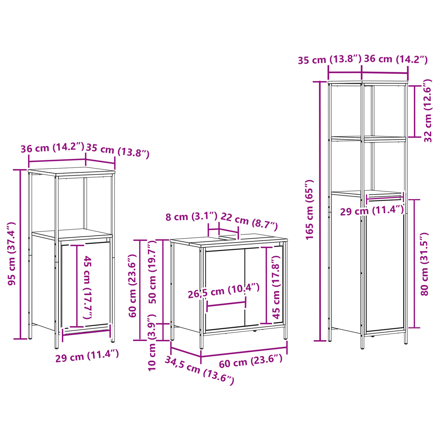 3-Piece Bathroom Furniture Set In - Engineered Wood