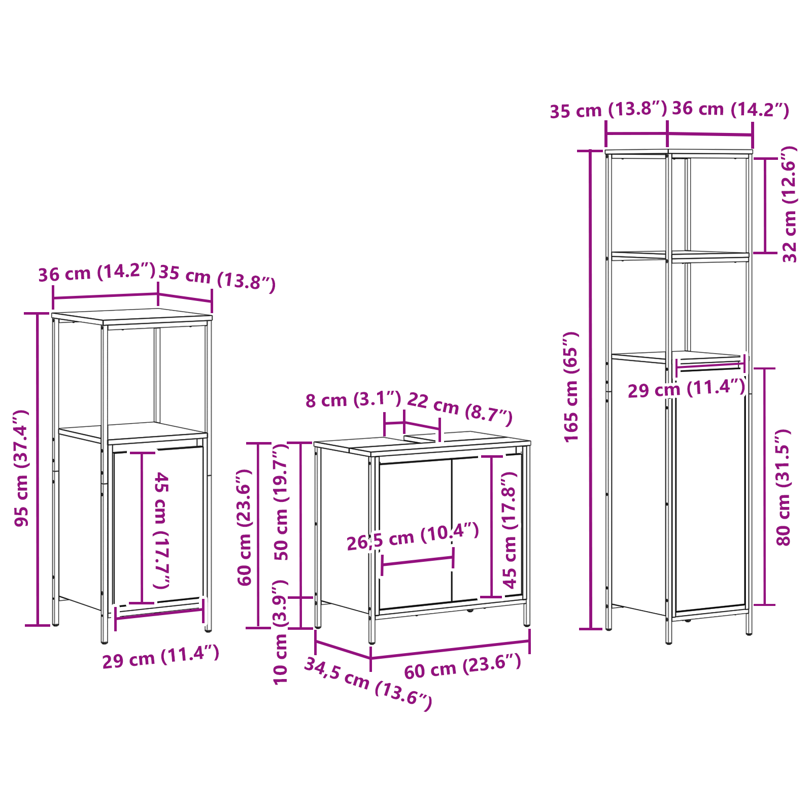 3-Piece Bathroom Furniture Set In - Engineered Wood