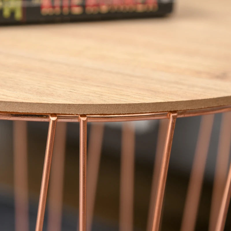 HOMCOM Metal Base MDF Top Duo-Pack Lift-Top Bedside Table Rose Gold