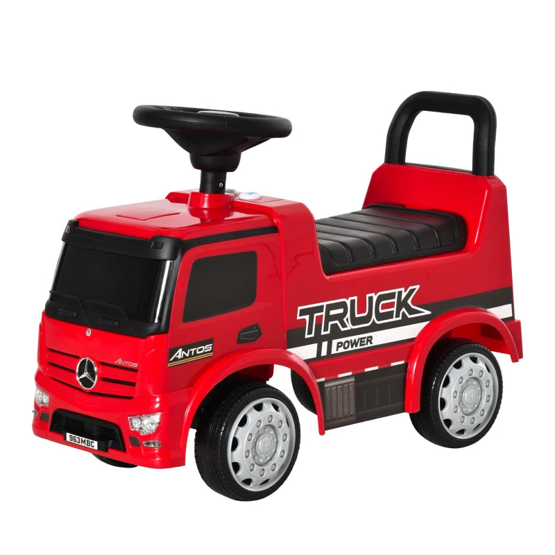 HOMCOM Kids Ride On Truck, Mercedes Benz Licensed Toddler Foot To Floor Sliding Push Car with Under Seat Storage for 12 - 36 Months, Red
