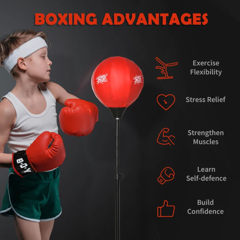 Kids Punching Bag with Stand, Adjustable Height from 122cm to 154cm