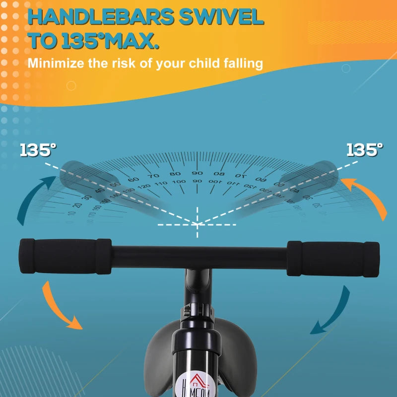 HOMCOM 11 Inch Kids Balance Bike Training Pedal Bicycle W/ Removable Stabilizers EVA Tyres Adjustable Seat Height 2 to 5 Years Black