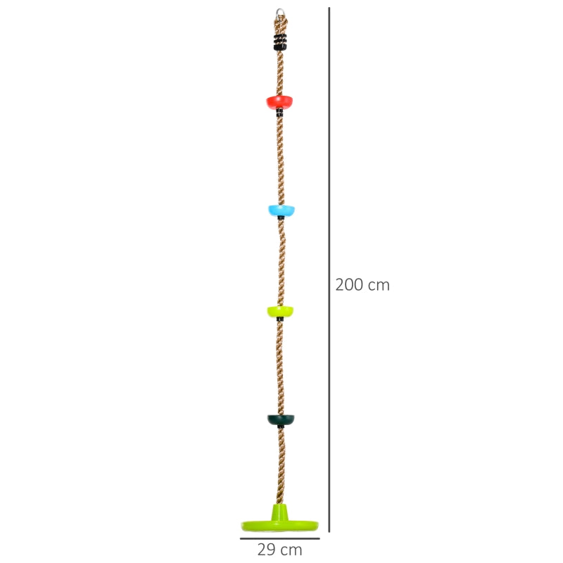 HOMCOM Kids Climbing Rope Tree Swing Disc Swing Seat Outdoor Playground Backyard Hanging Rope Playset for Ages 3-12