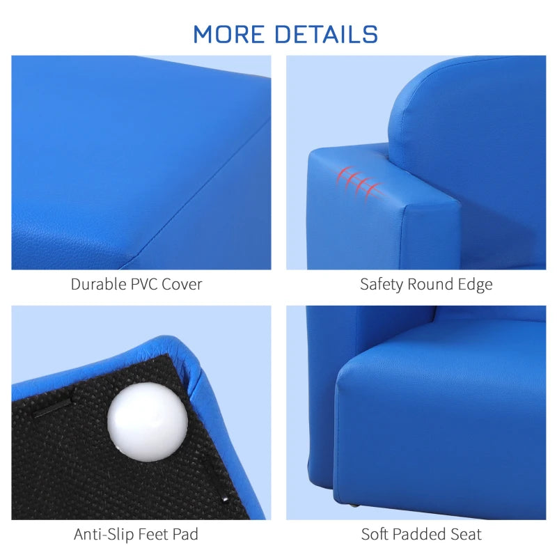 2 in 1 Kids Table Chair Set, Multifunctional Convertible Mini Sofa , Blue