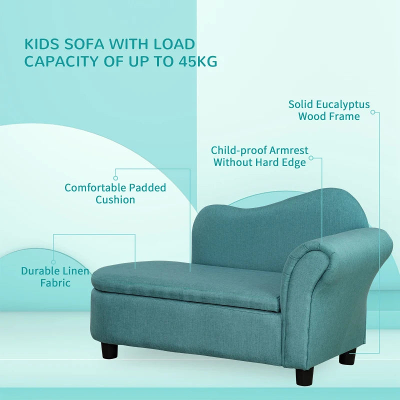 Kids Lounge Seater with Storage Compartment, Light Blue