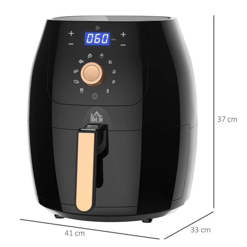 HOMCOM 1700W Air Fryer Over with 5.5L Capacity, Rapid Air Circulation, Digital Display, Adjustable Temperature, Timer for Healthy Oil Free Low Fat Cooking