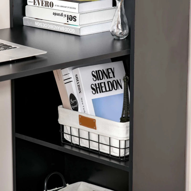 HOMCOM 120cm Modern Computer Desk Bookshelf Writing Table Workstation 6 Shelves - Black