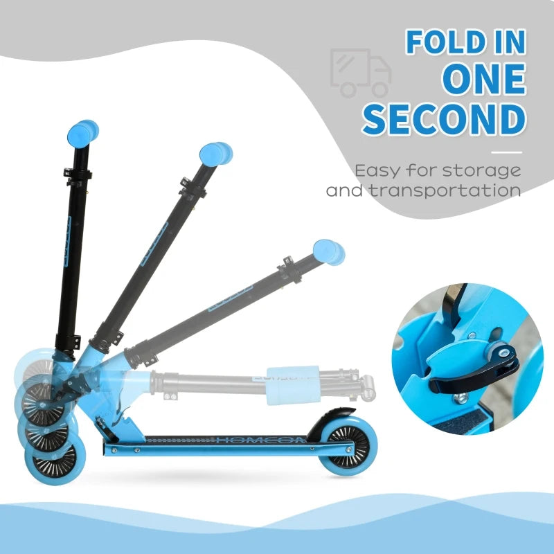 HOMCOM Kids Scooter Foldable Kick Scooter with Adjustable Height Brake for Boys and Girls