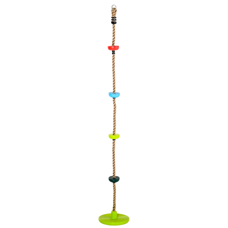 HOMCOM Kids Climbing Rope Tree Swing Disc Swing Seat Outdoor Playground Backyard Hanging Rope Playset for Ages 3-12