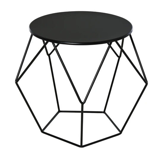 HOMCOM Black Round Coffee Table, Steel Minimalist Pentagon Shaped