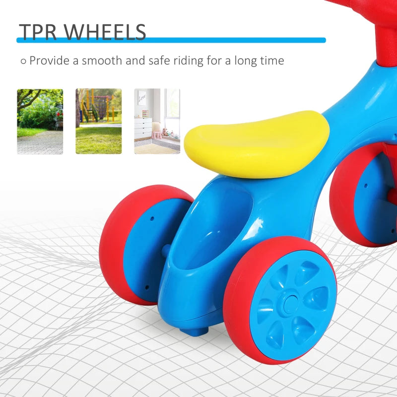 HOMCOM Baby Balance Bike Toddler for Aged 1.5-3 Years Training Walker Smooth Rubber Wheels Ride on Toy Storage Bin Blue Red