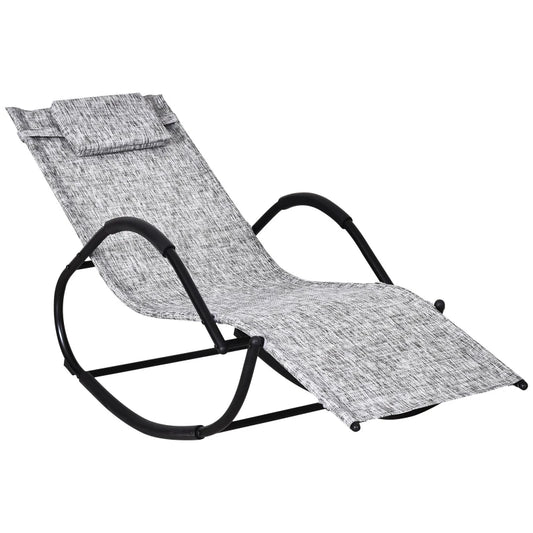 Outsunny Steel Frame Zero Gravity Rocking Lounge Chair w/ Pillow Grey