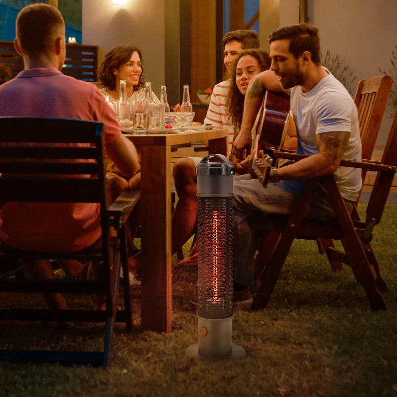 Outsunny Table Top Infrared Outdoor Electric Heater with Cool Touch Felt Mesh Cover, 1.2kW Patio Tower Heater with IP54 Rated Water Resistance, Tip Over Safety Switch, 1.8 m Power Cord