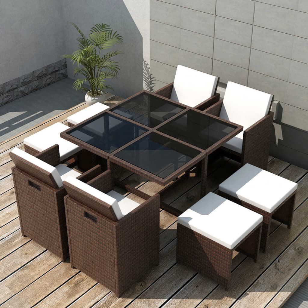 8 Seater Outdoor Rattan Dining Set with Cushions