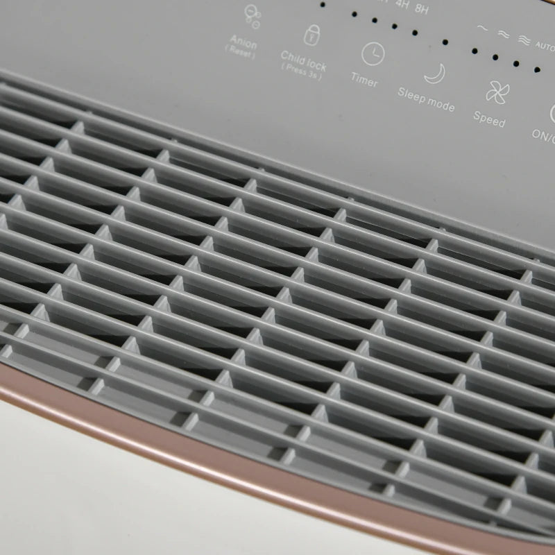 HOMCOM Quiet Air Purifiers for Bedroom with 3-Stage Carbon HEPA Filtration System, Air Monitor, Timer, Air Cleaner with 4 Speeds, Remove Smoke Dust Pollen Odours