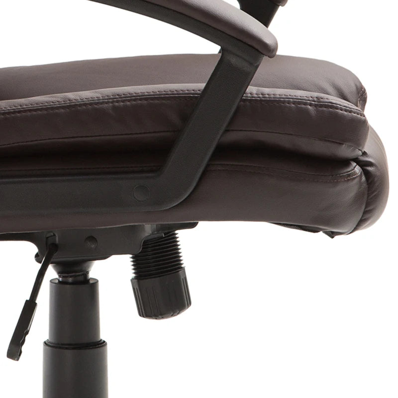 HOMCOM Mid Back Executive Office Chair, Faux Leather Computer Desk Chair with Swivel, Double-Tier Padding, Arm, Wheels, Brown