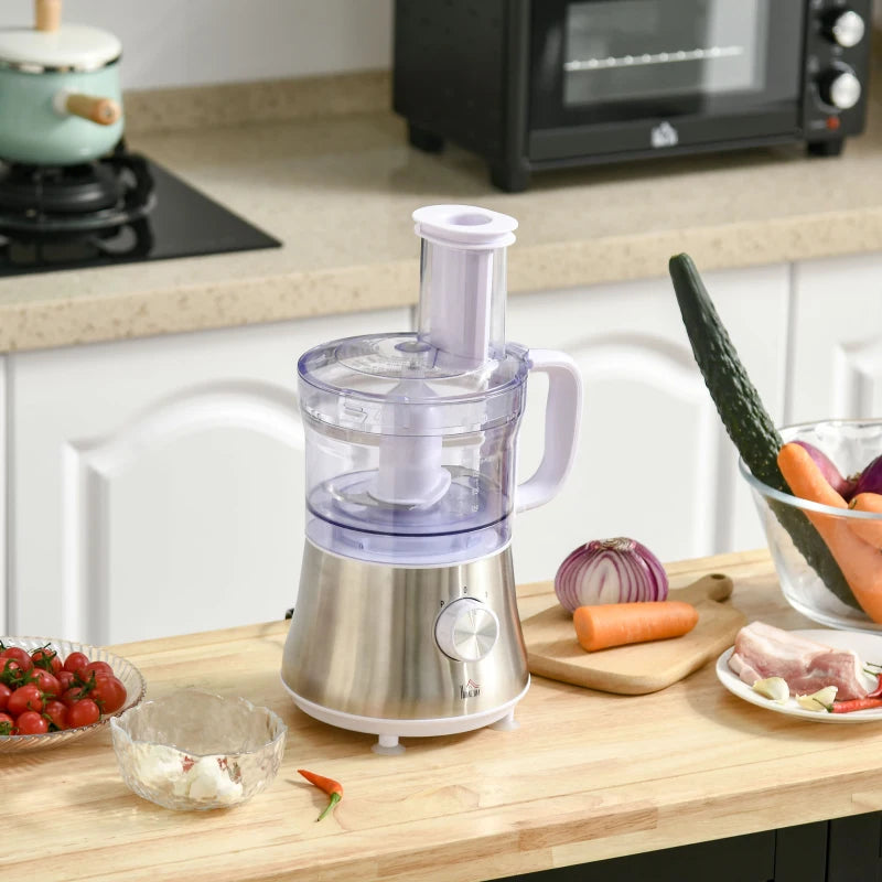 HOMCOM Electric Blender with 1L Bowl, 1.5L Blender, Knife Blades, Reversible Slicing and Grating Discs, Adjustable Speed and Pulse, 500W