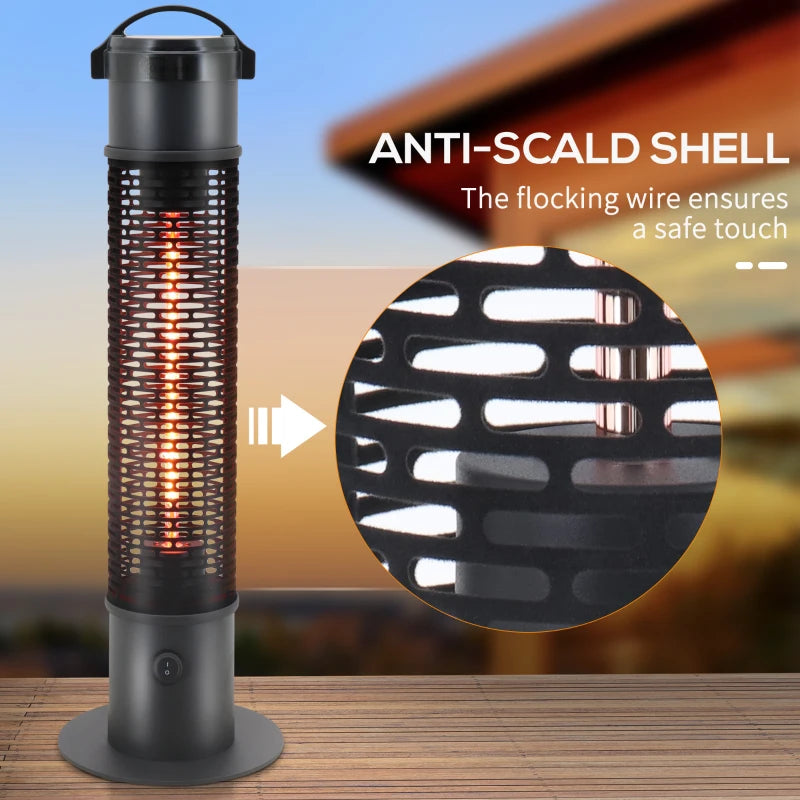 Outsunny Table Top Infrared Outdoor Electric Heater with Cool Touch Felt Mesh Cover, 1.2kW Patio Tower Heater with IP54 Rated Water Resistance, Tip Over Safety Switch, 1.8 m Power Cord