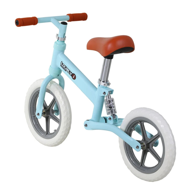HOMCOM 12" Kids Balance Bike No Pedal Bicycle Adjustable Seat Toddler Training Bike W/ Shock Absorber 2 - 5 Years Blue