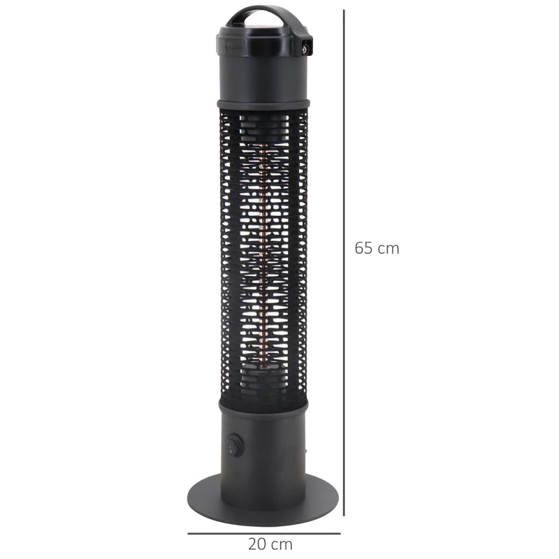 Outsunny Table Top Infrared Outdoor Electric Heater with Cool Touch Felt Mesh Cover, 1.2kW Patio Tower Heater with IP54 Rated Water Resistance, Tip Over Safety Switch, 1.8 m Power Cord