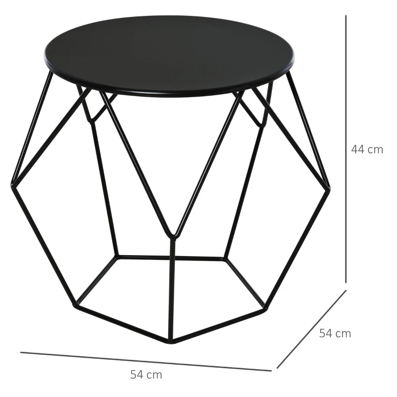 HOMCOM Black Round Coffee Table, Steel Minimalist Pentagon Shaped